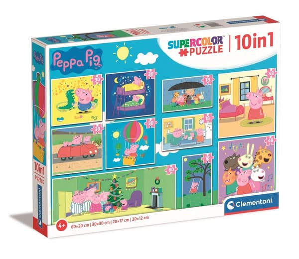 Puslespilssæt Peppa Pig 10-pack 18/30/48/60 brikker børn 4+