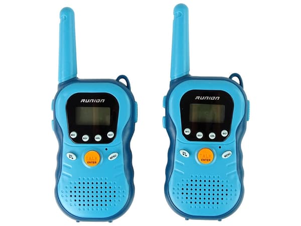 Walkie-talkies til børn 2-pack blå 16 kanaler 3 km rækkevidde