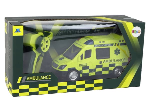Fjernstyret ambulance legetøjsbil med lys og sirene 22 cm gul