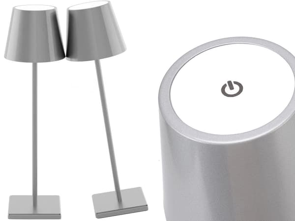Bordslampa LED touch dimbar 3 ljuslägen silver 38 cm USB-C