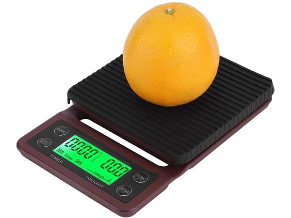 Elektronisk kaffevægt med timer 0,1 g 0–5 kg brun inkl. AA