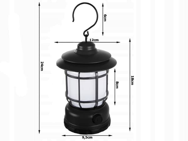 Genopladelig campinglampe LED 360° USB-C 24 cm koldhvid