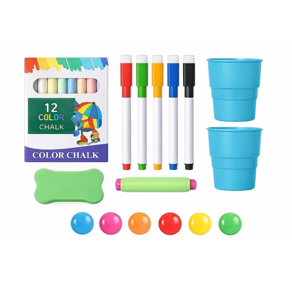 Uddannelsestavle dobbeltsidet magnetisk whiteboard/kridttavle 48 dele