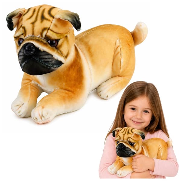 Pehmolelu mopsi 25 cm beige/musta