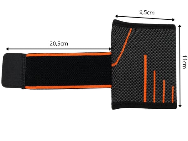 Handledsstöd kompression med kardborre polyester/bomull grå/orange