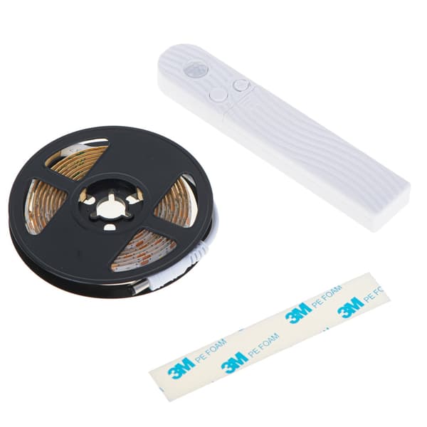 LED-remsa 2 m varmvit med rörelse- och skymningssensor, batteri/USB