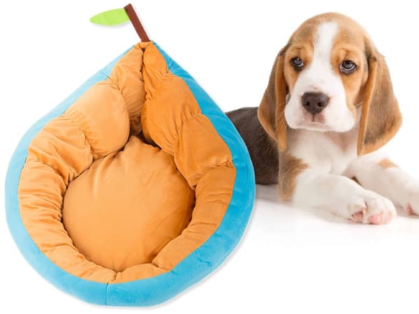 Hund- og kattebed plys bladform 52x45 cm skridsikker underside