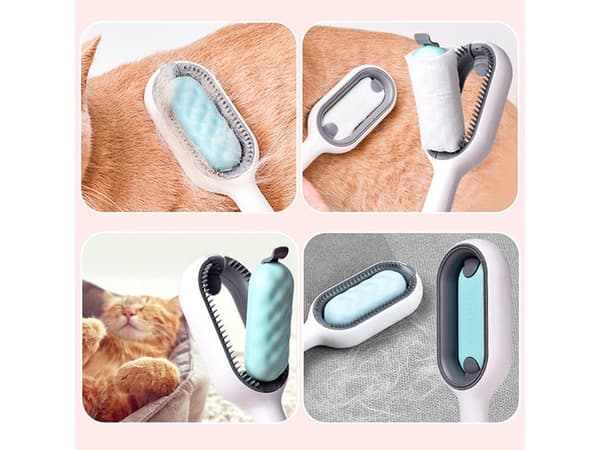 Pelsbørste til hund og kat 3-i-1 silikone/plast 19 cm