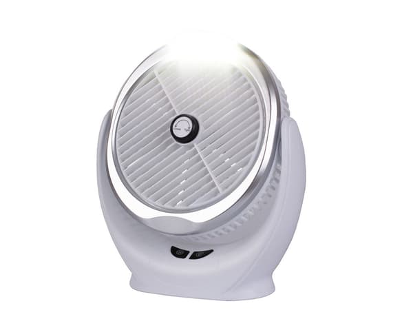 Bordventilator 14,5 cm med LED-lys genopladelig USB hvid/sølv