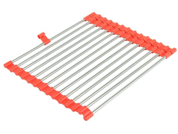 Rullbart opvaskestativ til vask 53,5x28,5 cm stål/silikone rød