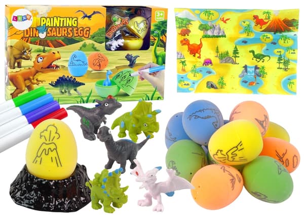 Dinosaurieägg målarset 12 ägg + 6 figurer, 3+ år