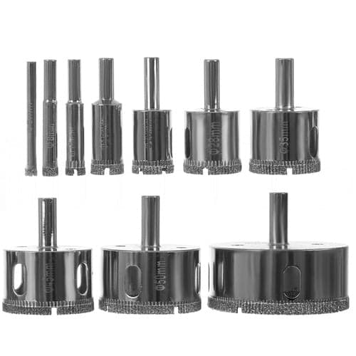 Diamantborekrone-sæt 10-pak 6–68 mm til fliser, glas & keramik