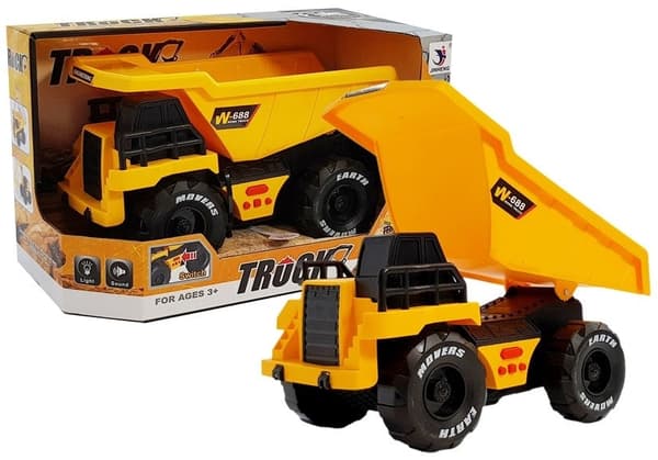 Legetøjsdumper 25 cm med friktionsdrift, lyd og lys, 3+ år