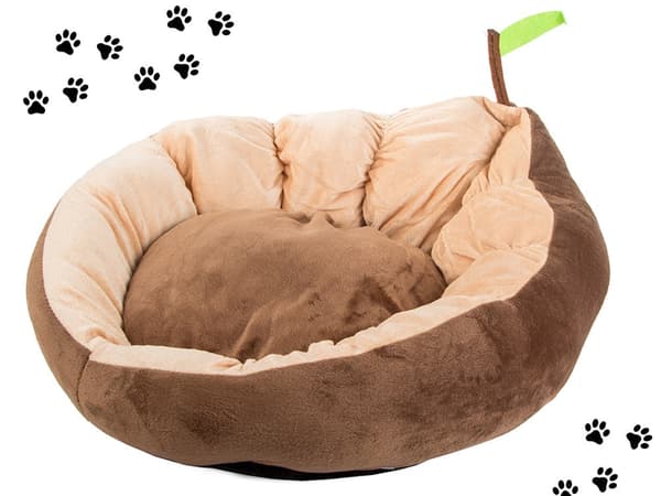 Hundeseng/katteseng plysch bladform 52x45 cm med skridsikker underside