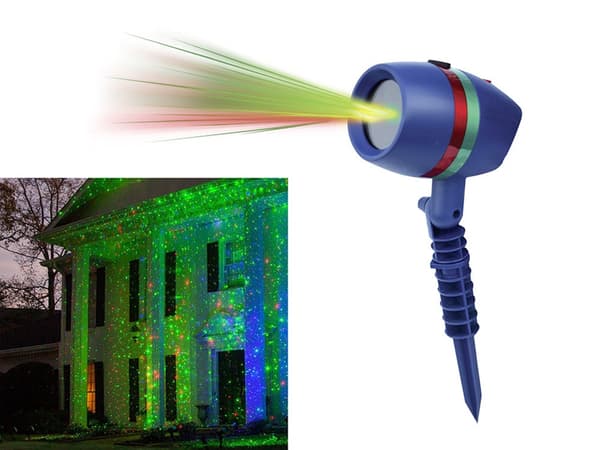 Laserprojektor julebelysning rød/grøn mønster indendørs/udendørs blå