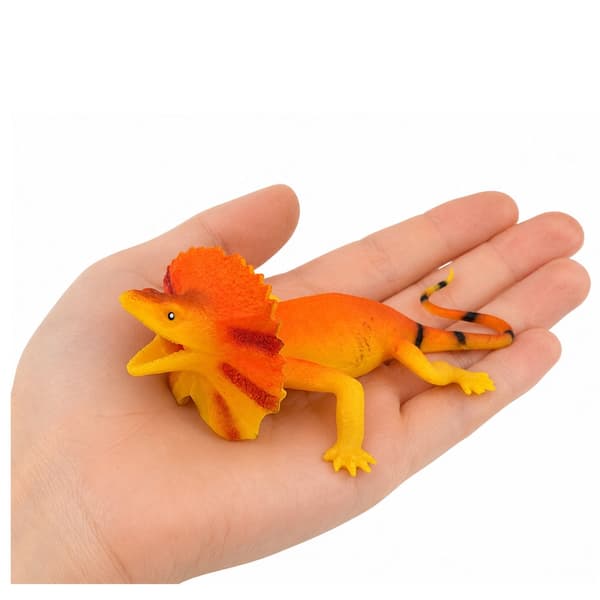 Reptilfigur kraghuvudödla i TPR 19 cm orange/gul