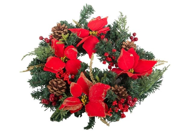 Julekrans med kogler og dekorationer 30 cm