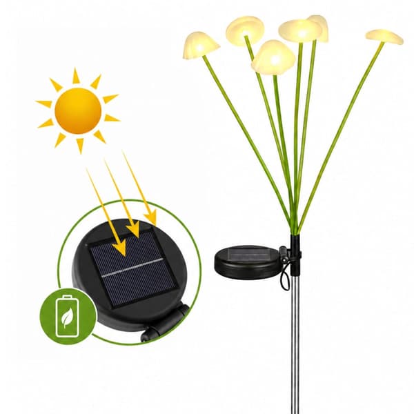 Solcellsdriven trädgårdslampa med 8 LED-svampar 3000K IP65 70 cm