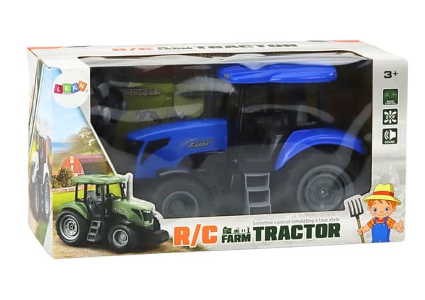 Fjärrstyrd traktor 34 cm blå 2.4G med ljud och gummihjul