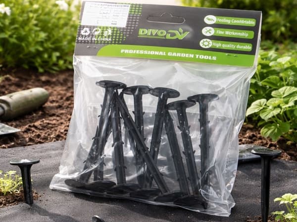 Markpinnar för fiberduk i plast 11 cm, svarta, 10-pack