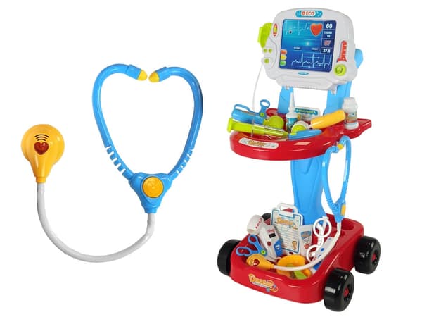Lægevogn legetøjssæt med EKG-panel og lys/lyd, 3+ år