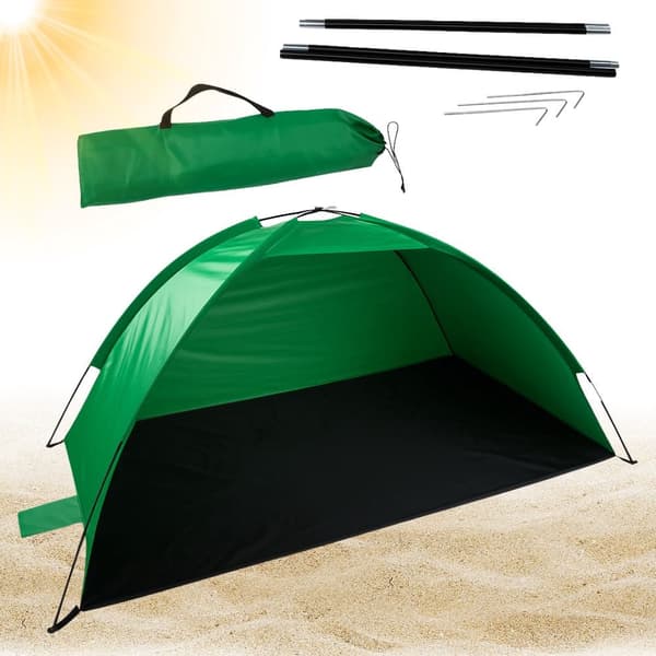 Strandtelt UV-beskyttelse halvåben 185 x 110 x 90 cm grøn/sort