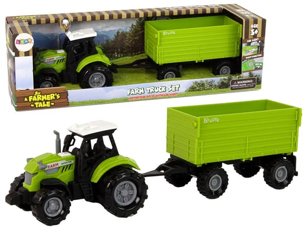 Legetøjstraktor med trailer grøn med lys og lyd 25,5 cm inkl. batterier