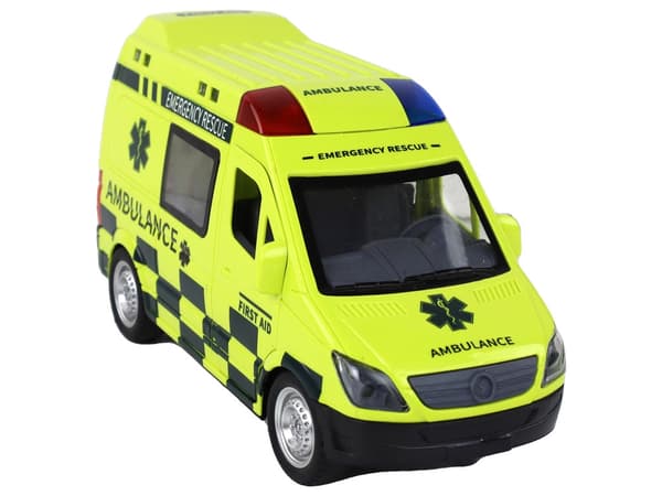 Fjernstyret ambulance legetøjsbil med lys og sirene 22 cm gul