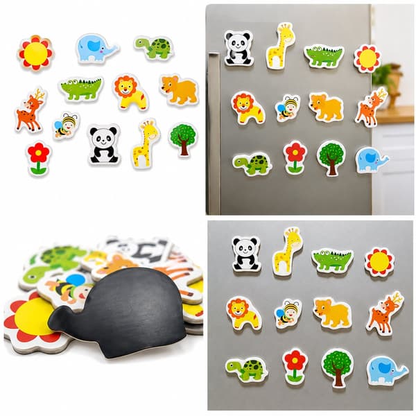 Køleskabsmagneter dyr- og naturmotiver 12-pack 5x6 cm Multicolor