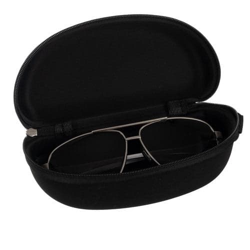 Polariserede solbriller UV400 kat 3 unisex sort/sølv med etui