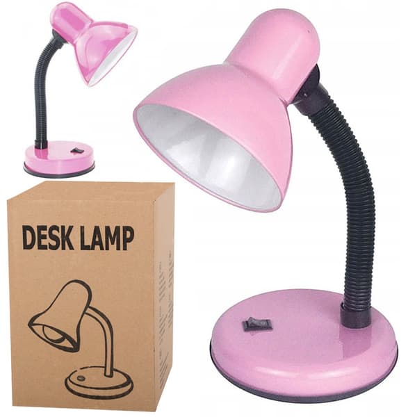 Skrivebordslampe rosa med justerbar arm E27 max 40W