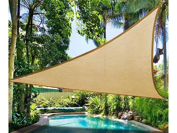Triangulärt solsegel 3x3x3 m polyester vattenavvisande UV-skydd beige