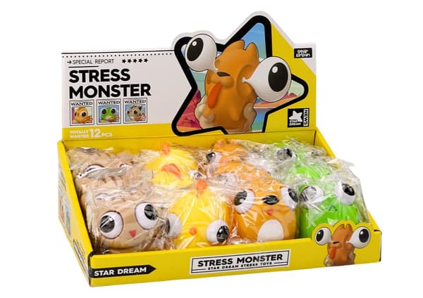 Stresslegetøj squishy monster 8 cm med pop-up øjne, valgfri farve