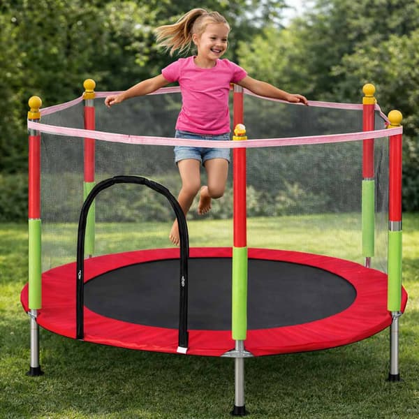 Trampolin 140 cm med skyddsnät, låg höjd 30 cm, max 150 kg