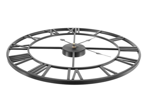 Vægur retro sort 47 cm romertal metal AA-batteri