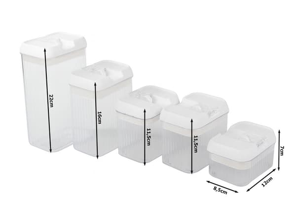 Förvaringsburkar för torrvaror 5-pack lufttäta 0,35–1,6 l