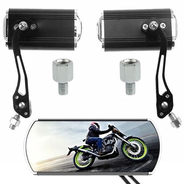 Motorcykelspejle i aluminium sort M10 med M8-adapter 2-pak