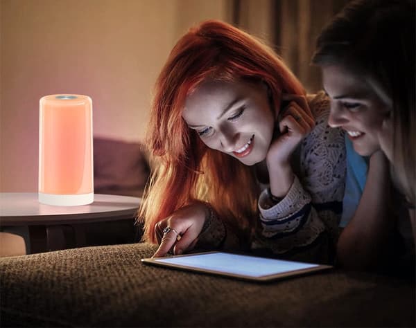LED-natlampe med touch 3 lysstyrker 4 farver USB-C hvid 14,5 cm