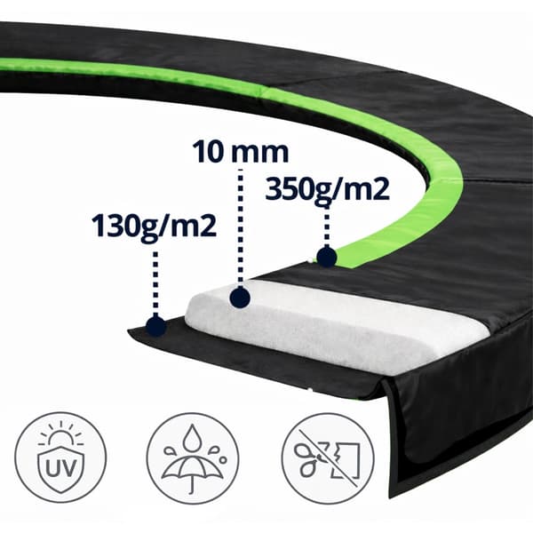 Fjederbeskyttelse trampolin 10FT 305-312 cm, 10 mm skum, UV-bestandigt