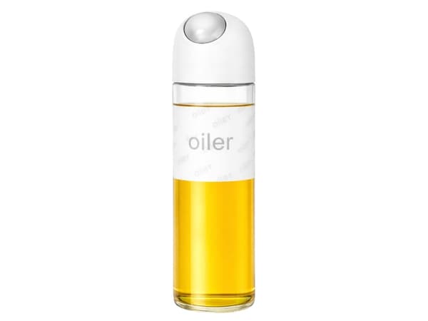 Oljedispenser i glas 510 ml med gravitationslåg hvid
