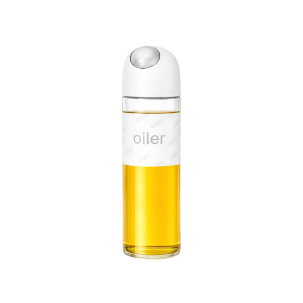 Oljedispenser i glas 510 ml med gravitationslock vit