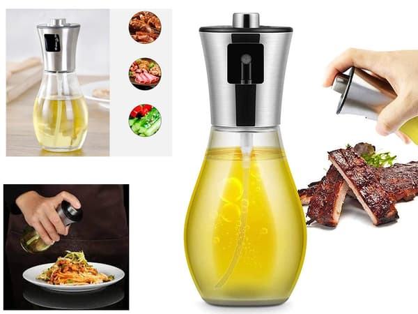 Öljysumutinpullo 200 ml lasi/muovi hopea 26 cm