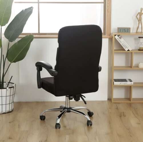Betræk kontorstol sort polyester universel 80 cm ryg med armlæn