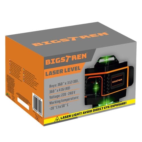 Krydslaser 4D 16-linjer grøn 532nm selvnivellerende IP54 2x1500mAh