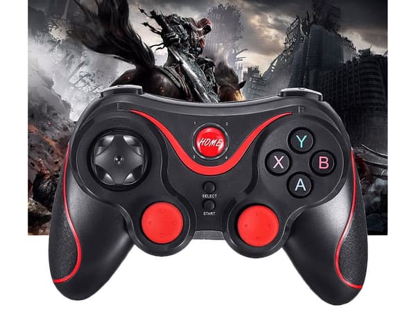 Trådløs gamepad Bluetooth med mobilholder til iOS/Android/PC sort