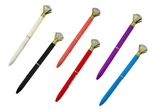 Kuglepen med diamant på toppen 16 cm, 48-pack