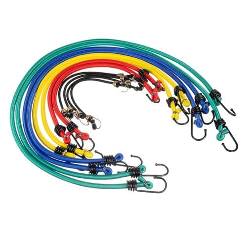 Spännband gummiband med krokar 12-pack PP-belagd latex, förvaringspåse