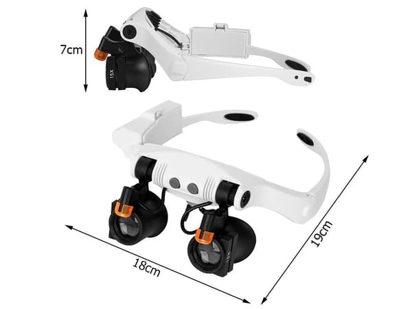 Pandeluppe med LED og 14 linser 3x–10x hvid/sort