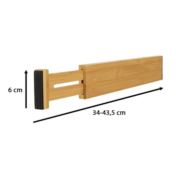 Justerbar skuffeseparator i bambus 34–43,5 cm 1-pak