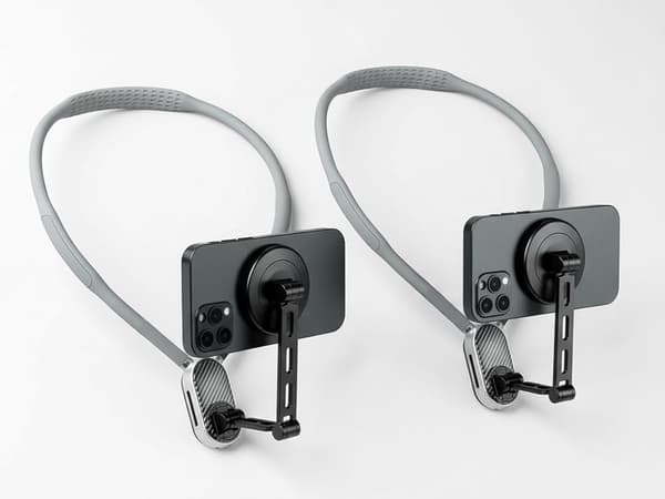 Magnetisk mobilholder til halsen/nakken silikone sort 66 cm med rem